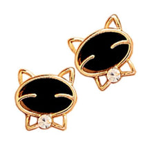 1Pair Black Smile Cat High-Grade Fine Diamond Stud Earrings