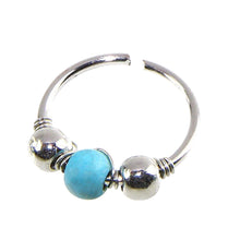 1xStainless Steel Nose Ring Turquoise Nostril Hoop Nose Earring Piercing Jewelry