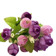 15 Heads  Artificial Rose Silk Fake Flower Leaf Home Decor Bridal Bouquet