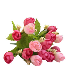 15 Heads  Artificial Rose Silk Fake Flower Leaf Home Decor Bridal Bouquet