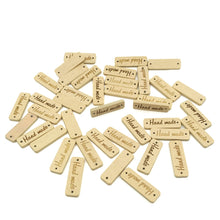 50pcs Wood color Wooden 'Hand made' Lettering 2-hole sewing Scrapbooking 30mm