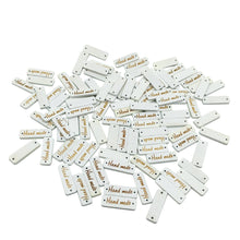50pcs Wood color Wooden 'Hand made' Lettering 2-hole sewing Scrapbooking 30mm