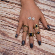 5pcs/Set Women Bohemian Vintage Silver Stack Rings Above Knuckle Blue Rings Set