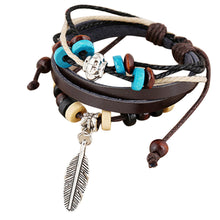 Fashion Women Multilayer Handmade Wristband Leather Bracelet Bangle