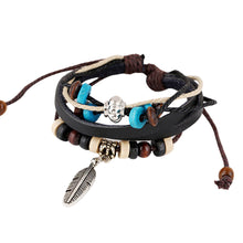Fashion Women Multilayer Handmade Wristband Leather Bracelet Bangle