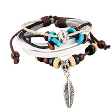 Fashion Women Multilayer Handmade Wristband Leather Bracelet Bangle