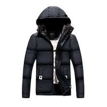 Men's Winter Thicken Coat Quilted Jacket Casual Outwear with Removable Hood